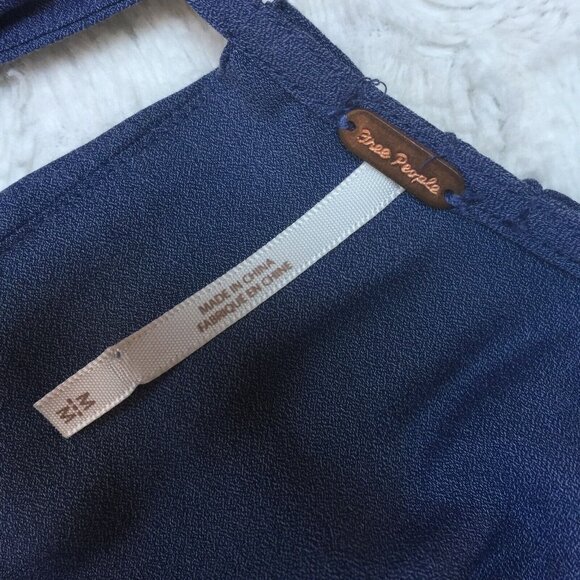 Free People Women's The Soul Serene Top Blouse Medium Long Sleeve Blue Boho - Picture 3 of 7